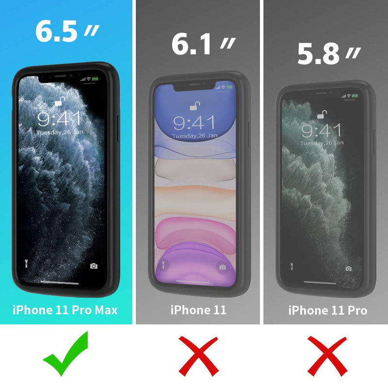  [AUSTRALIA] - Newdery Battery Case for iPhone 11 Pro Max, Support Qi Wireless Charging, 5000mAh Extra Charging Accessories with Full Body Defender Edge, Ultra-Thin Compatible 6.5" iPhone 11 Pro Max - Black