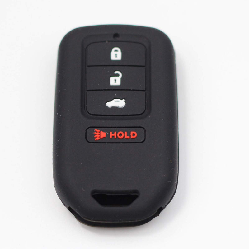  [AUSTRALIA] - Btopars 2pcs 4 Buttons Full Protector Silicone Smart Key Cover Jacket Keyless Protector Holder Compatible with 2013 2014 2015 Honda Accord Black Red