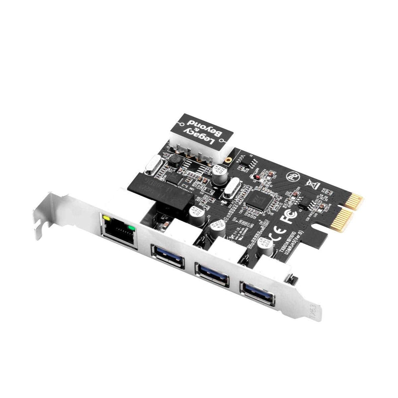  [AUSTRALIA] - SIIG 3 Port PCI Express USB 3.0 Adapt Card + Gigabit Ethernet LAN - Standard & Low - Profile Windows Server,7,8,8.1,10 PCsPCs (LB-US0614-S1)