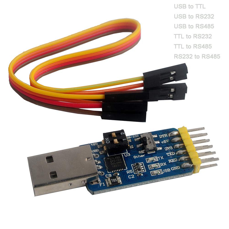  [AUSTRALIA] - DIYmalls CP2102 USB to TTL Adapter Serial Module USB to RS485 232, TTL to RS232 485,RS232 to 485 + 4Pin Dupont Cable Jumper Wire Female to Female for Arduino Nextion Display Beitian GPS SIM7000A Board