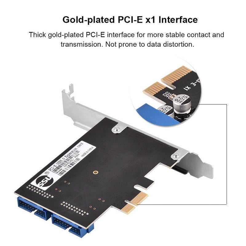  [AUSTRALIA] - Bewinner Mini PCI-E, PCI Express Extender to Internal 2 Port 19Pin Header Fast 5Gbps PCI-Express USB 3.0 Card Adapter with Low Profile for winXP, win7 win8 win8.1 win10