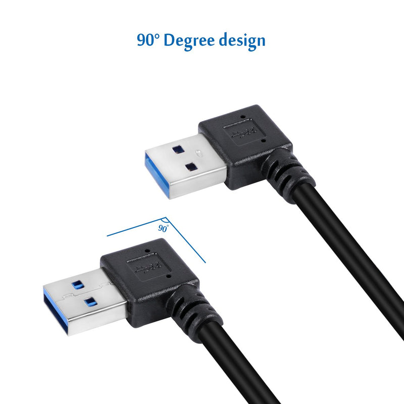 UCEC Short SuperSpeed USB 3.0 Extension Cable - A Left & Right Angle - Male to Female - Pack of 2 Black-Left & Right Angle - LeoForward Australia