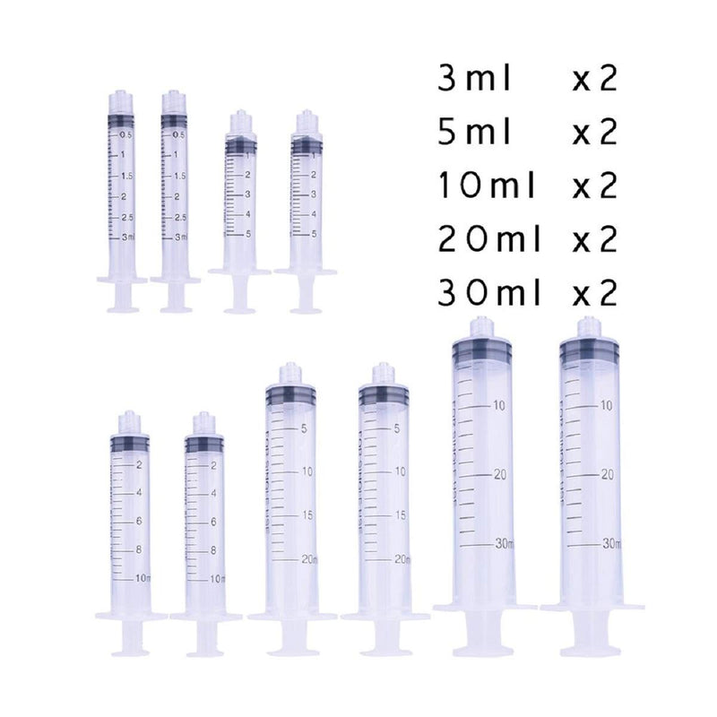  [AUSTRALIA] - Needle with Industry Syringe Set-10pcs 3ml,5ml,10ml,20ml, 30ml with 20pcs Different Size 1/2" Stainless Blunt Tip Needle Used for DIY Manual Dispensing, Ink, etc.