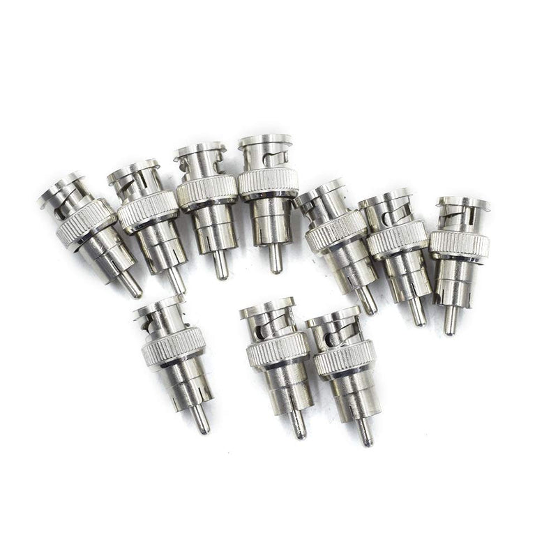  [AUSTRALIA] - Hxchen 10 Pcs BNC Male to RCA Male Plug Adapters, Coax Audio Adapter Connector for CCTV Security Camera