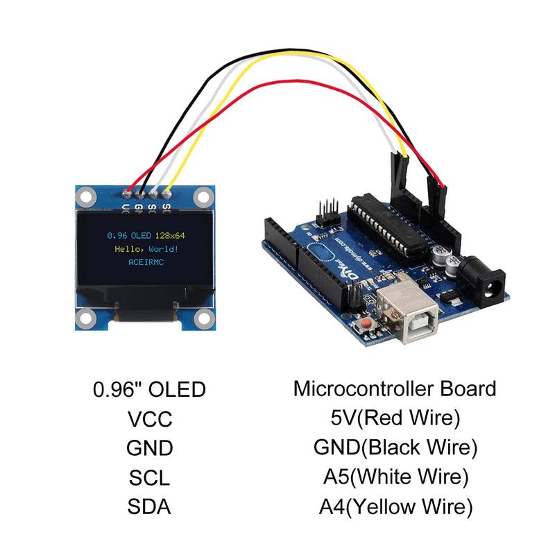  [AUSTRALIA] - ACEIRMC 4pcs 0.96 Inch OLED Module 12864 128x64 SSD1315 Driver IIC I2C Serial Self-Luminous Display Board Compatible with Arduino Raspberry PI (Blue and Yellow) Blue and Yellow