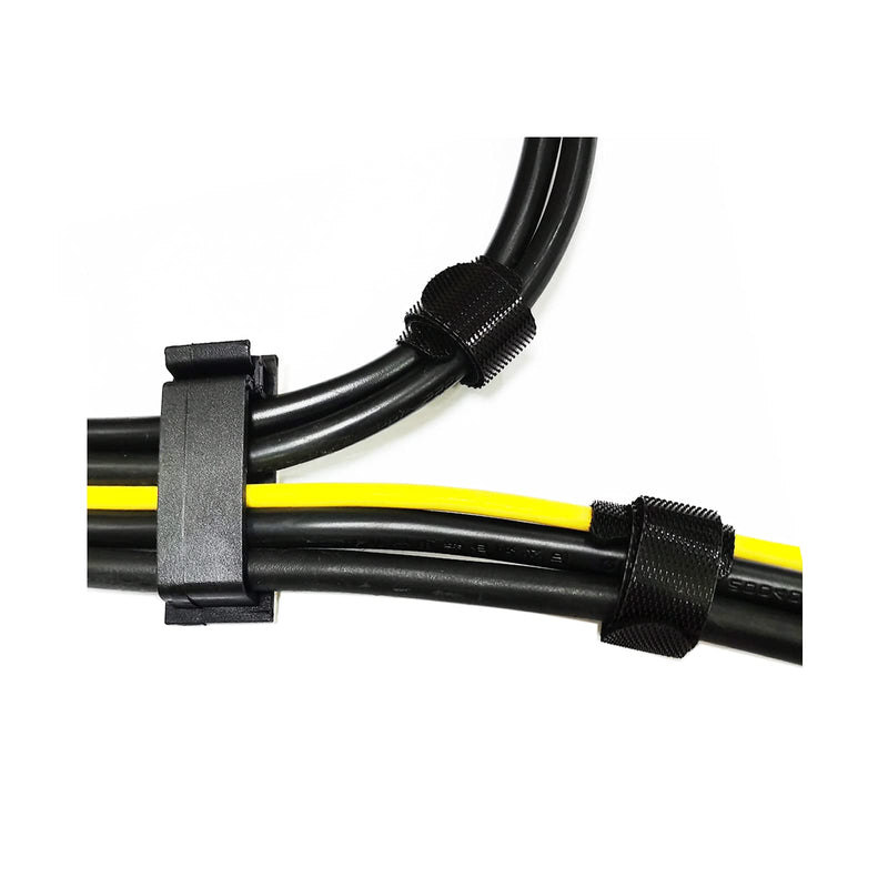  [AUSTRALIA] - Cable Clip Self Adhesive Wire Management Clamp PA66 30pcs Velcro 15pcs Black 30-black