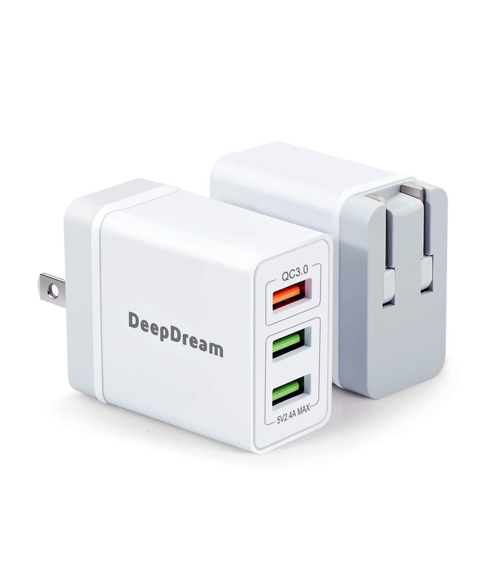  [AUSTRALIA] - 2 Pack USB Quick Charge 3.0 Wall Charger 30W, Deep Dream Multiport USB Wall Charger Plug Adapter, Fast Charger Block Compatible with iPhone 12/11/Pro/XS Max/XR/8/8+/Galaxy S10/S9/S8/Plus/Note 9/8