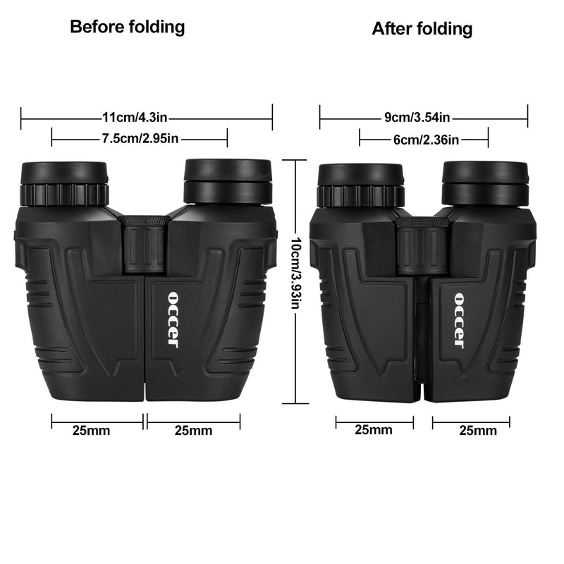  [AUSTRALIA] - occer 12x25 Compact Binoculars with Clear Low Light Vision, Large Eyepiece Waterproof Binocular for Adults Kids,High Power Easy Focus Binoculars for Bird Watching,Outdoor Hunting,Travel,Sightseeing Black