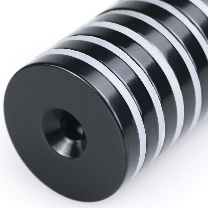 1.26”D x 0.2”H Black Epoxy Coated Neodymium Disc Countersunk Hole Magnets. Strong Permanent Rare Earth Magnets with Screws - Pack of 10 - LeoForward Australia
