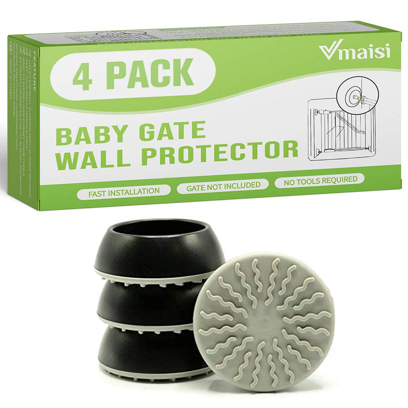  [AUSTRALIA] - vmaisi Baby Gate Wall Protector - Protect Walls & Doorways from Pet & Dog Gates - Pressure Mounted Gate Work on Stairs - 4 Pack Wall Cups - Black