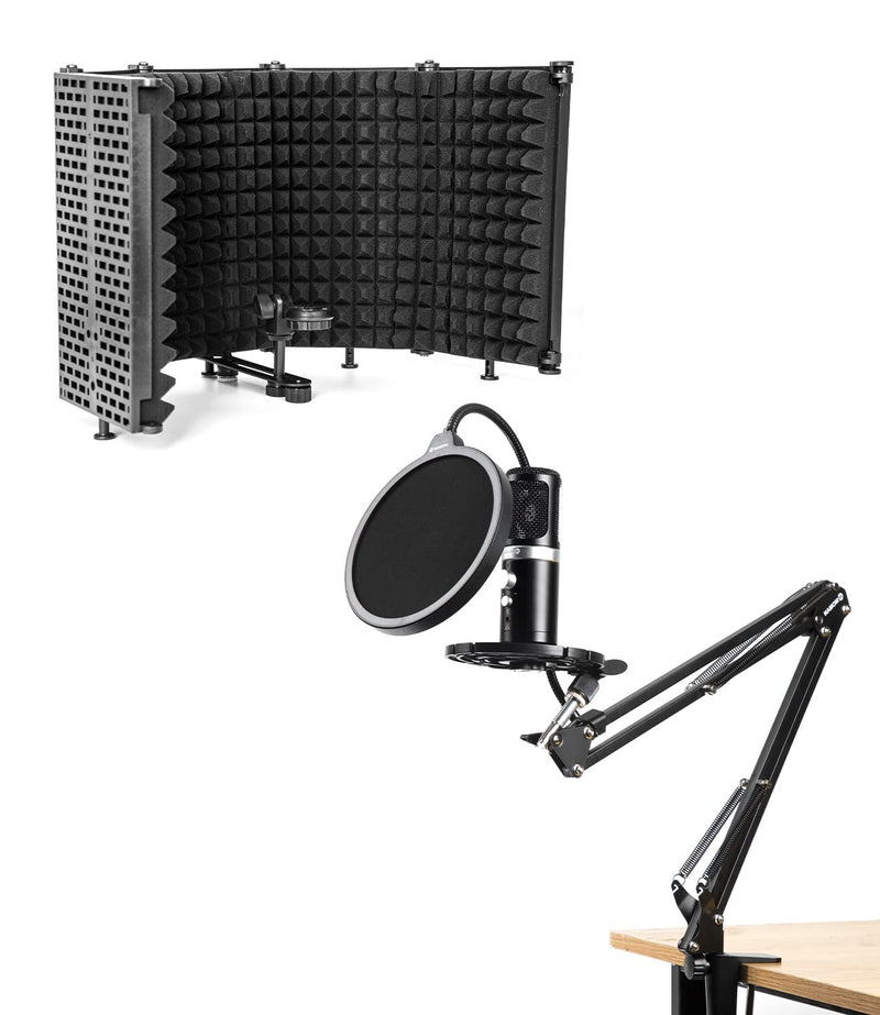  [AUSTRALIA] - Moman USB Microphone Kit, USB PC Microphone with Isolation Shield and Adjustment Arm Stand