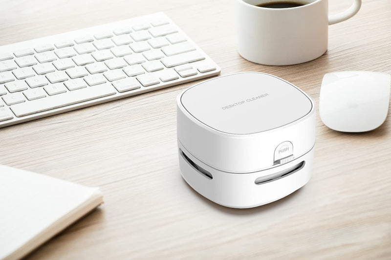  [AUSTRALIA] - TRZLIFE Table Vacuum Cleaner,Mini Wireless Table dust Sweeper Convenient Two AA Batteries High SuctionCordless&360º Rotatable Design to Suck up Crumbs dusts Hairs in Office Kitchen etc. White