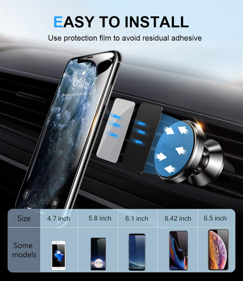 [2021 Upgraded] Magnetic Phone Mount for Car, [Industry First 8 Powerful Magnets] Humixx Hands-Free Super Magnetic Car Air Vent Phone Holder Compatible with iPhone 12 11 Pro Max SE Samsung & Any Phone Black - LeoForward Australia