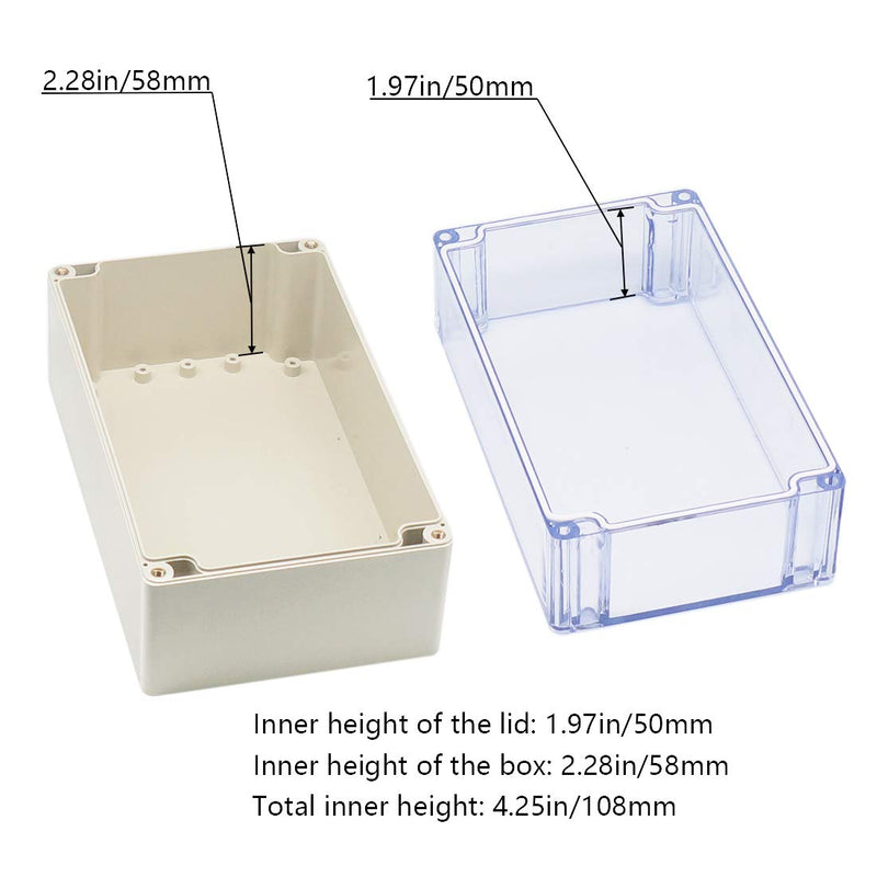  [AUSTRALIA] - Zulkit Junction Box ABS Plastic Dustproof Waterproof IP65 Universal Electrical Boxes Project Enclosure Grey with Clear Cover 7.9 x 4.7 x 4.4 inch (200 x120 x113mm) 7.9"x4.7"x4.4"