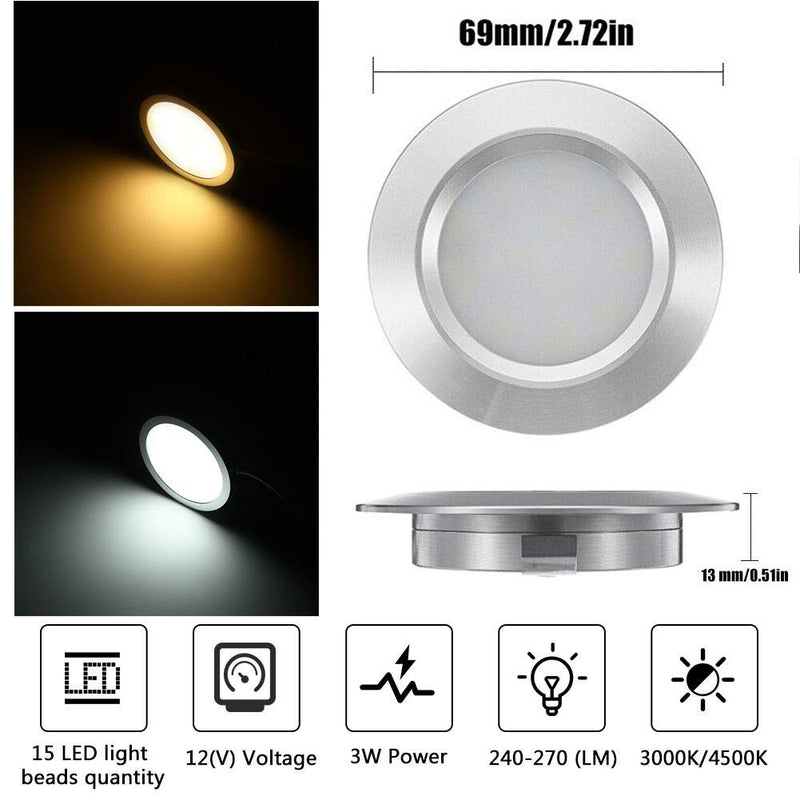  [AUSTRALIA] - ANYPOWK 12 Volt Led Lights for RV Boat Trailer Camper - Warm White 3000K 300 Lumens 3W, Low Voltage Recessed Light Dimmable, Pack of 6 White Warm