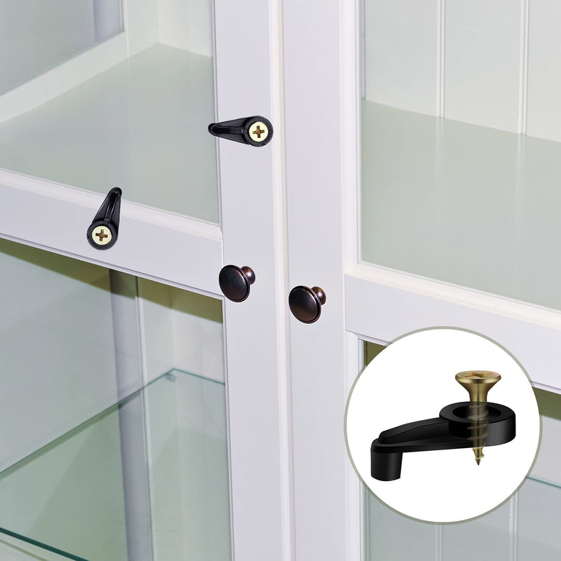  [AUSTRALIA] - 50 Pack Glass Retainer Clips Kit, Cabinet Glass Clips 4 mm Glass Clip with Screws for Fixing Glass Cabinet Doors (Black with Gold) Black with Gold