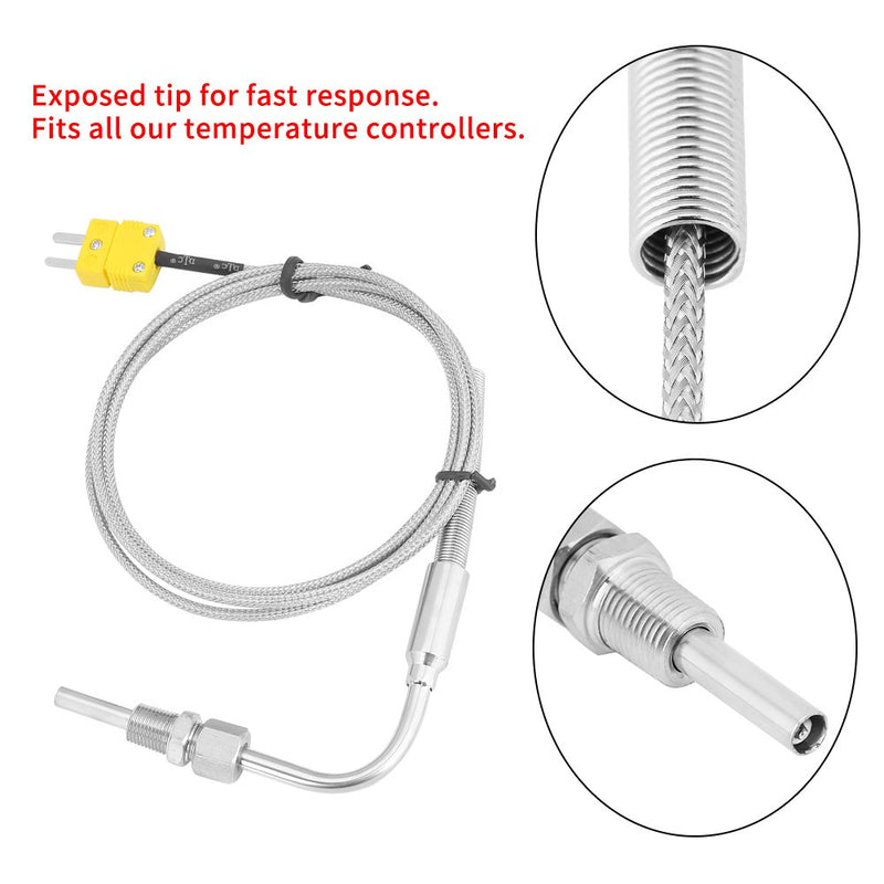 EGT Thermocouple K Type 1/8" NPT Temperature Probe Sensors Exhaust Gas Temp Probe with Exposed Tip & Connector,Stainless Steel - LeoForward Australia
