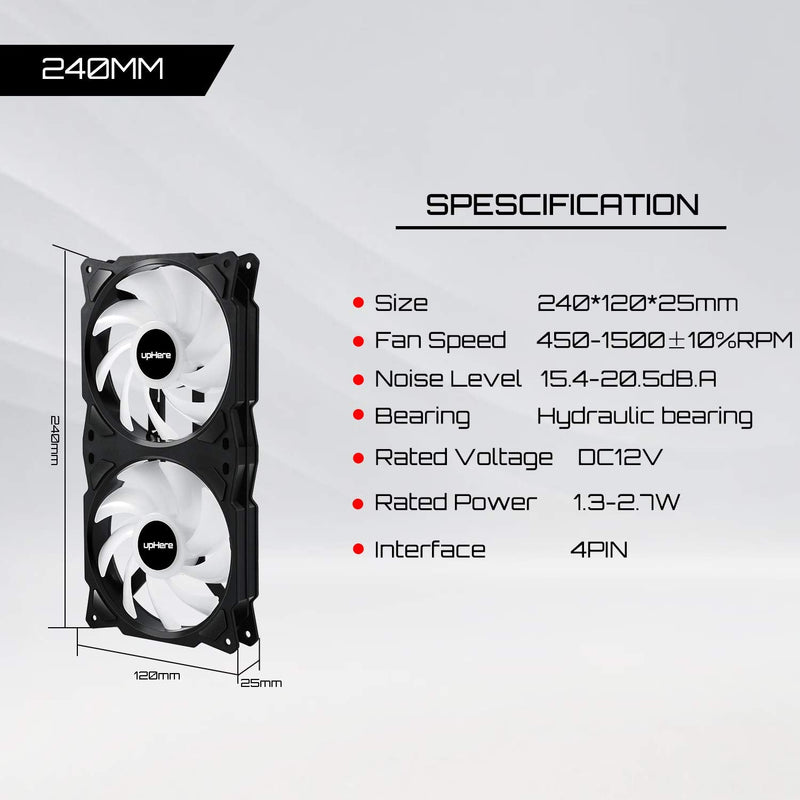  [AUSTRALIA] - upHere PF240CF 240mm Quiet Edition High Airflow Colorful LED Case Fan,Hydraulic Bearing,Cable Management and PWM Control Fan PF240CF4-Dynamic Rainbow LED PWM