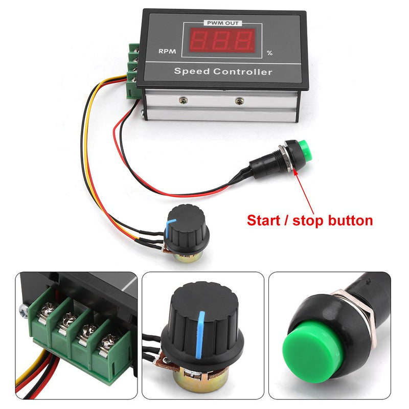  [AUSTRALIA] - Motor Speed Controller with Start Stop Switch DC 6-60V 12V 24V 36V 48V 30A PWM DC Stepless Controller (PWM) Speed Adjustable