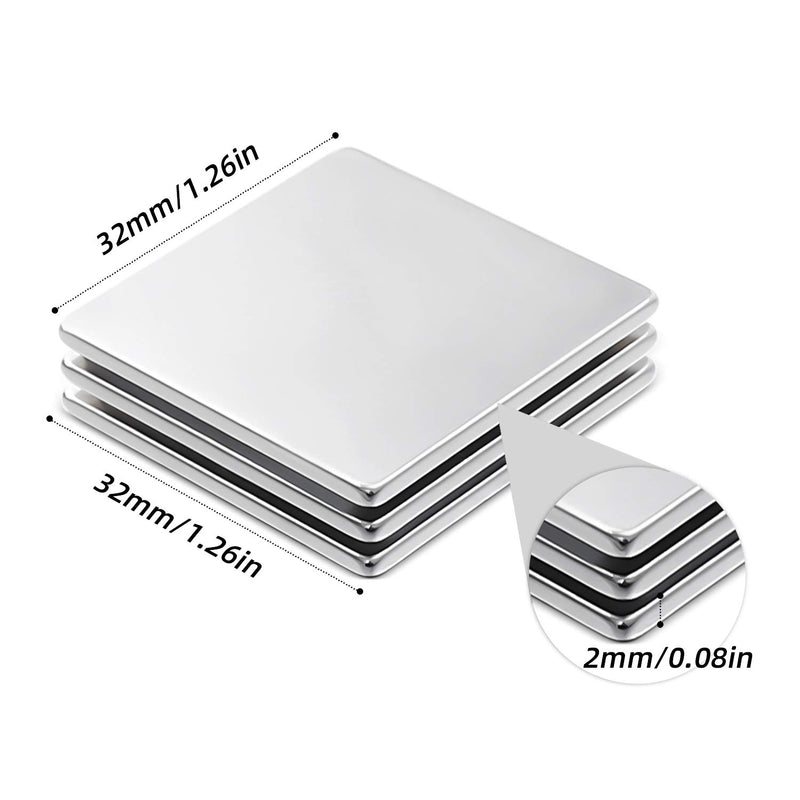 LOVIMAG Powerful Neodymium Square Magnets, Strong Permanent Rare Earth Magnets with Adhesive Sheets for Fridge, DIY, Building, Science, Office,etc, 1.26 inch x 1.26 inch x 0.08 inch, Pack of 3 - LeoForward Australia