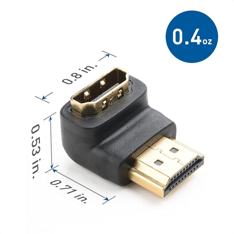  [AUSTRALIA] - Cable Matters 2-Pack Right Angle HDMI Adapter (90 Degree HDMI Right Angle) with 4K and HDR Support