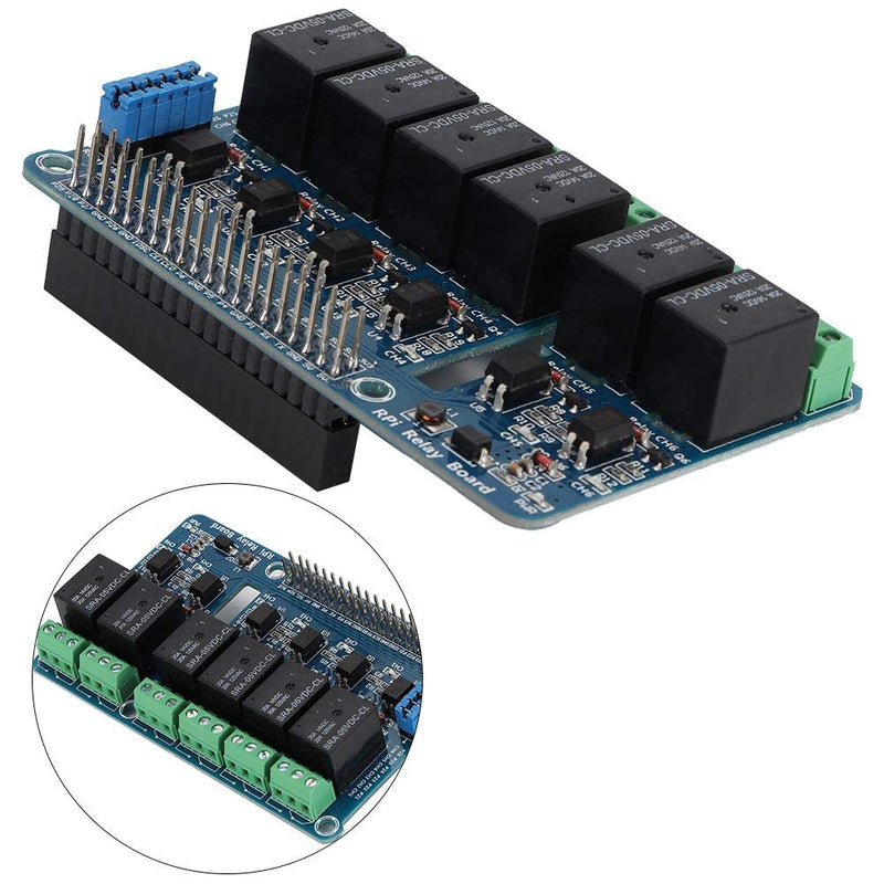  [AUSTRALIA] - Relay Expansion Board, 6 Channel RPi Relay Module Expansion Board for Pi A+/B+/2B/3B, Optocoupler Module Relay