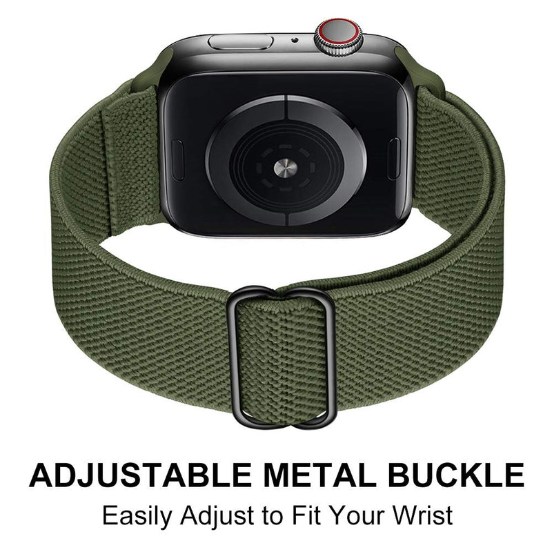 SIRUIBO Stretchy Nylon Solo Loop Bands Compatible with Apple Watch 38mm 40mm, Adjustable Stretch Braided Sport Elastics Women Men Strap Compatible with iWatch Series 6/5/4/3/2/1 SE, Army Green Deep Green 3840 - LeoForward Australia