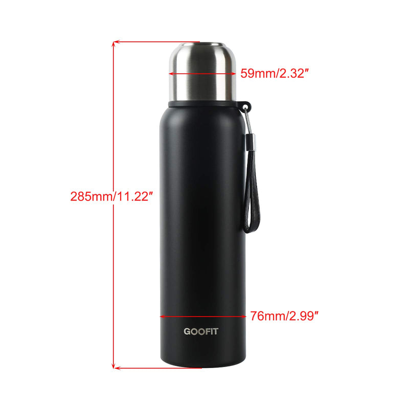  [AUSTRALIA] - GOOFIT Outdoor Sports Bottle Stainless Steel Vacuum Sealed Insulated Thermos 27Oz Black