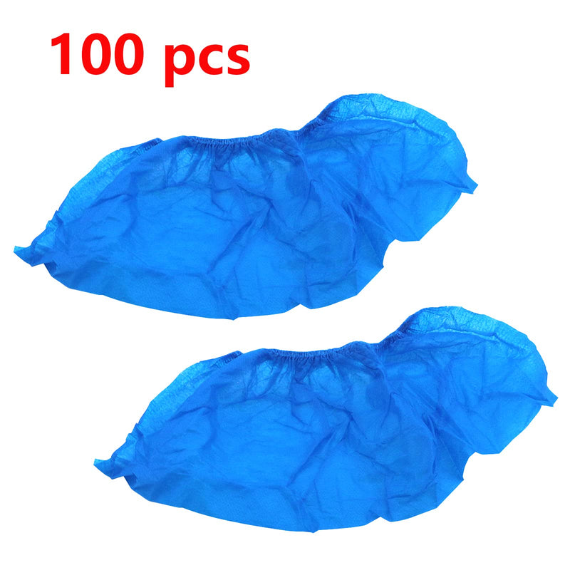  [AUSTRALIA] - Disposable Shoe Covers, Antrader 100 Pieces (50 Pairs) Shoe Covers, One Size Fits All Overshoes Indoor Boot Covers For Ladies and Mens, Blue