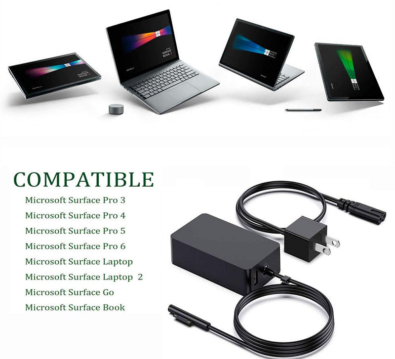  [AUSTRALIA] - Surface Charger, 44W 15V 2.58A Power Supply AC Adapter Charger for Microsoft Surface Pro 3/4/5/6/7, Surface Laptop 3/2/1, Surface Go/Book, with 6ft Power Cord