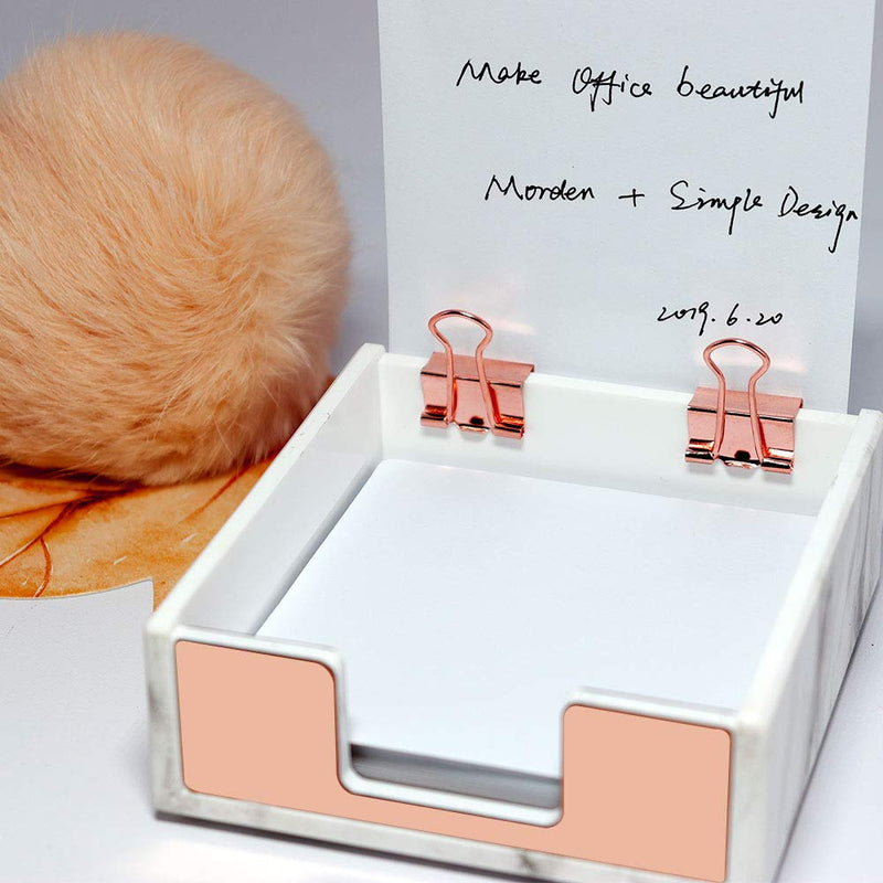 Multibey Marble Rose Gold Office Supplies Set Magnetic Paper Clip Holder Dispenser(with 100pcs Rose Gold Paper Clips)+Memo Sticky Notes Holder Desk Organizer Desktop Accessories Organization - LeoForward Australia