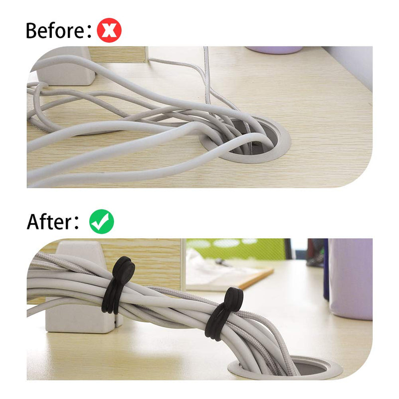  [AUSTRALIA] - SMART&COOL Reusable Silicone Magnetic Cable Ties/Magnetic Twist Ties for Bundling and Organizing, Can Be Used in Many Ways or Just for Fun, 7.16'', 20Pack, Black