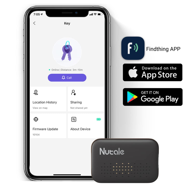  [AUSTRALIA] - Nutale Key Finder Mini, Bluetooth Tracker Item Locator with Key Chain for Keys Pet Wallets or Backpacks and Tablets Batteries Include (Black, 4 Pack)