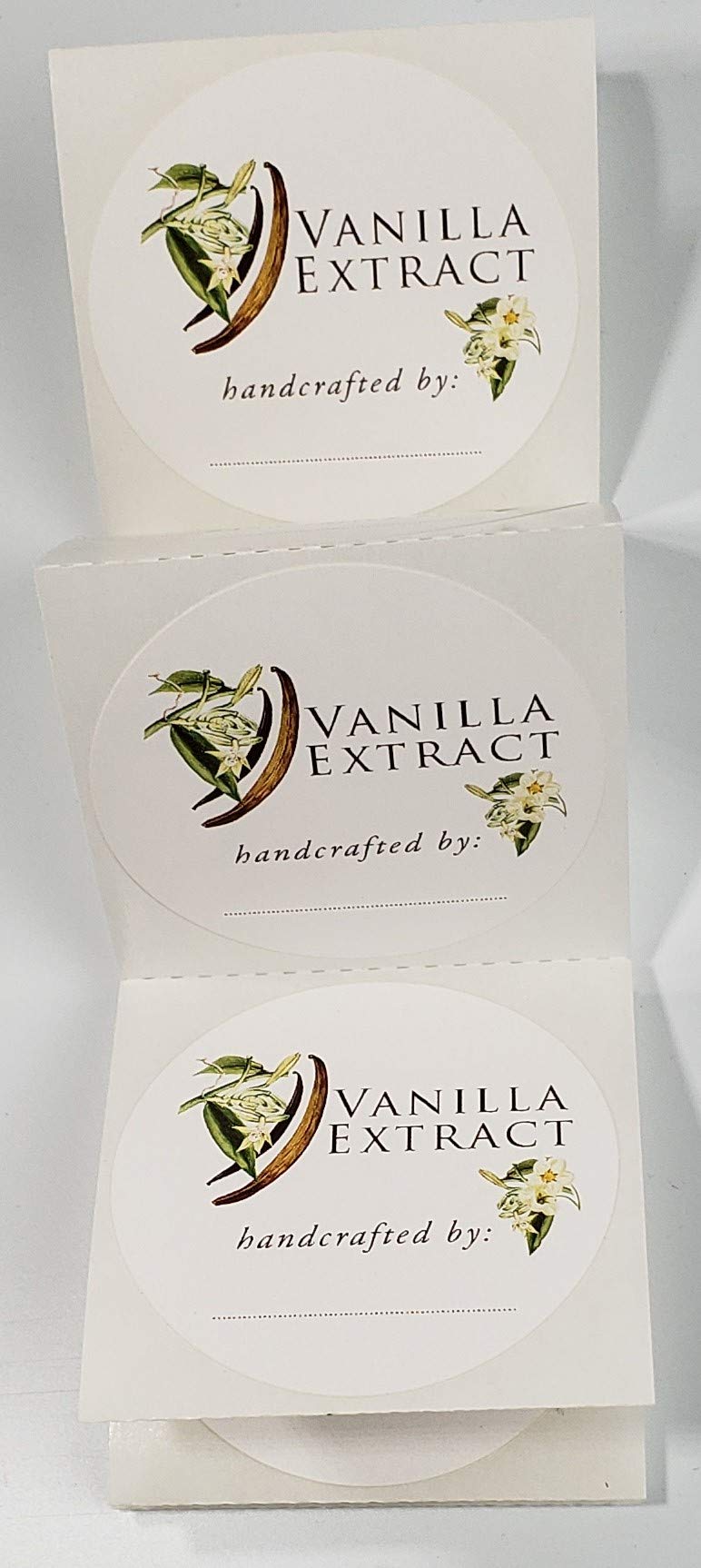 Vanilla Extract Labels (Botanical) - Pack of 18. Size >> 2" Round Fill in Style - LeoForward Australia