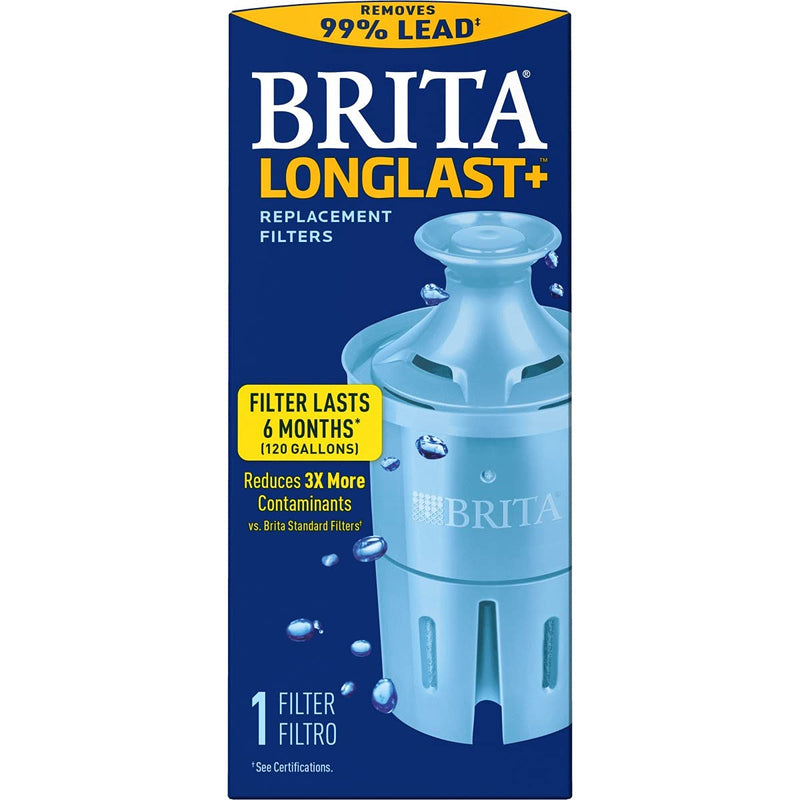 Brita Longlast+ Water Filter, Longlast+ Replacement Filters for Pitcher and Dispensers, Reduces Lead, BPA Free, 1 Count (Package May Vary) - LeoForward Australia