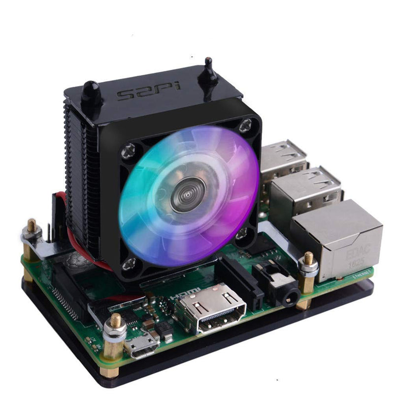  [AUSTRALIA] - GeeekPi Raspberry Pi Cooling Fan, Raspberry Pi ICE Tower Cooler, RGB Cooling Fan with Raspberry Pi Heatsink for Raspberry Pi 4 Model B & Raspberry Pi 3B+ & Raspberry Pi 3 Model B (Black)