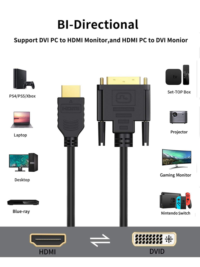 HDMI to DVI Extension Cable 0.5ft Short 2PAK, CableCreation Bi-Directional 4K HDMI Female to DVI-I(24+1) Male Adapter, 1080P DVI-D to HDMI Conveter, for PC,TV Box, PS5, Blue-ray, Xbox,Switch - LeoForward Australia