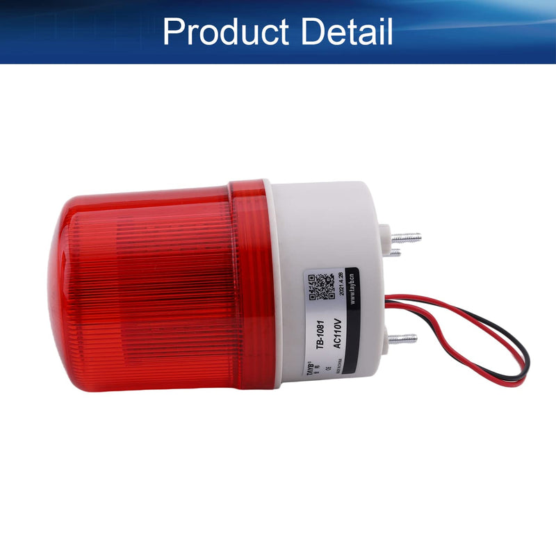  [AUSTRALIA] - Bettomshin 1Pcs Rotating Warning Light Bulb, 110V DC 2W, Industrial Signal Tower No Buzzer Alarm Indicator Lamp for Construction Freight Works Red 110V Red