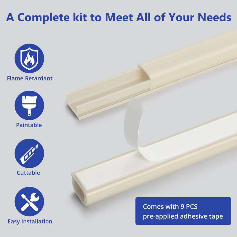  [AUSTRALIA] - One Cord Cover Wall - 153in Mini Wire Hider, Wire Cover for Hiding Speaker Wire, Baby Monitor Cord - Paintable Wire Channel for Cable Concealer, 9X L17in W0.5in H0.35in, CMR05 Beige Small