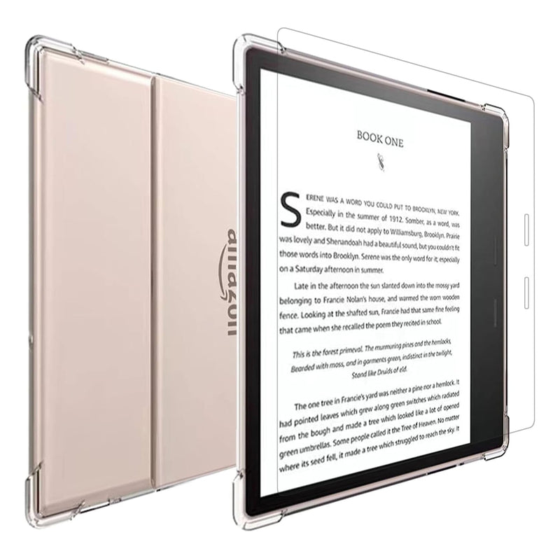  [AUSTRALIA] - Aircawin for 7" All-New Kindle Oasis Case Clear with Tempered Glass Screen Protector,Clear Case for Kindle Oasis 10th Generation 2019&Kindle Oasis 9th Generation E-Reader 2017,Soft TPU Back Case-Clear