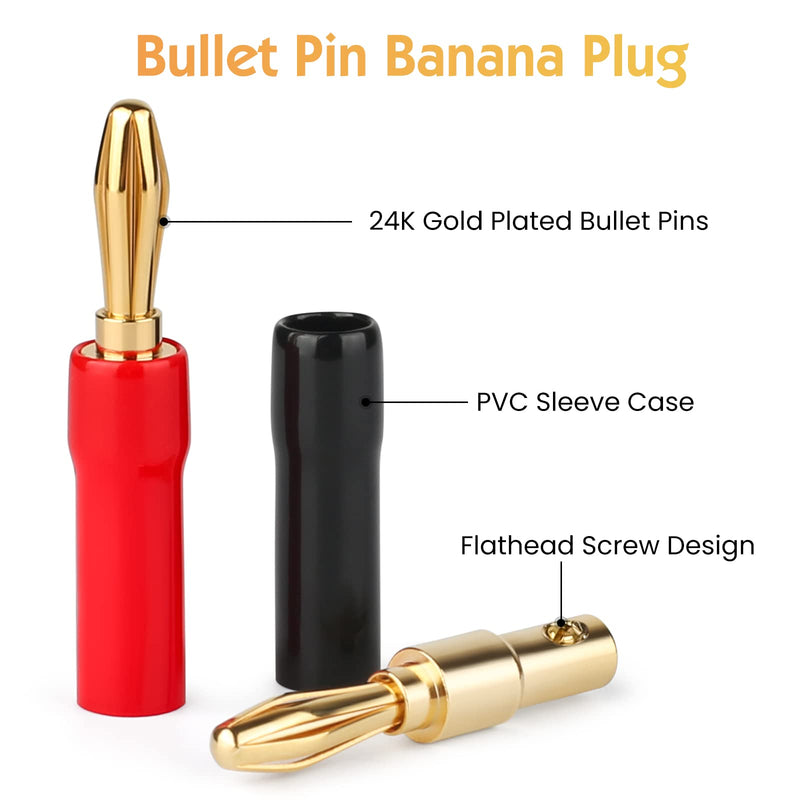 [AUSTRALIA] - 24 Pairs-Banana Plugs for Speaker Wire,24K Gold Plated Connectors,PVC Insulated,Support 12 AWG to 20 AWG Wires 24 Pairs/48 Pcs