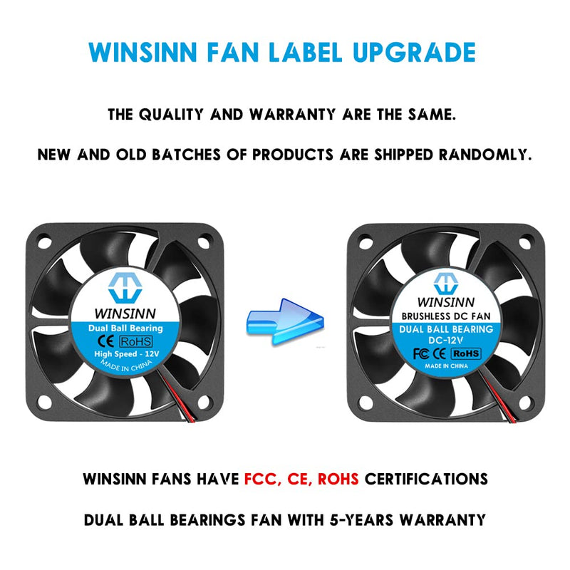  [AUSTRALIA] - WINSINN 40mm Fan 12V, 3D Printer Micro 12 Volt Fans 4010 Dual Ball Bearing, Brushless Cooling 40mmx10mm 2PIN (Pack of 5Pcs) DC 12V