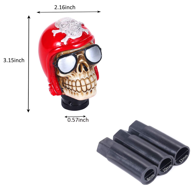  [AUSTRALIA] - Bashineng Universal Knob Shift Skull Gear Stick Shifter Head Fit Most Automatic Manual Cars (Red) red