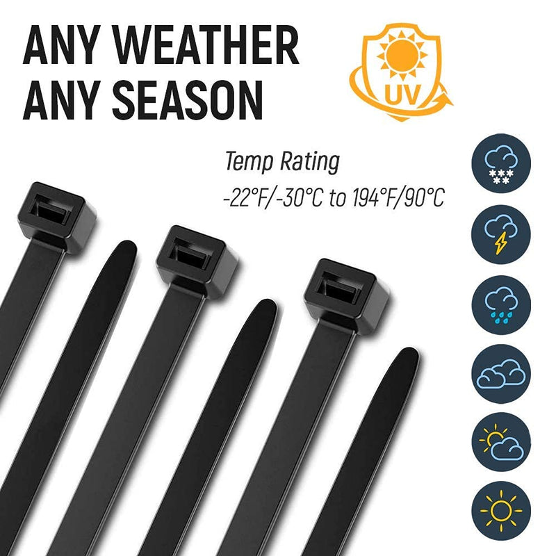  [AUSTRALIA] - ALBO Black Zip Ties 4 Inch Plastic Cable Ties 100 Pack Tie Wraps 18lb UV Resistant Small Nylon Wire Ties 4" Black 100 Pack 18lb