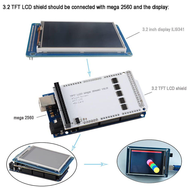  [AUSTRALIA] - DIYmalls 3.2 inch TFT LCD Mega Shield Touch Screen Expansion Board for Arduino Mega 2560