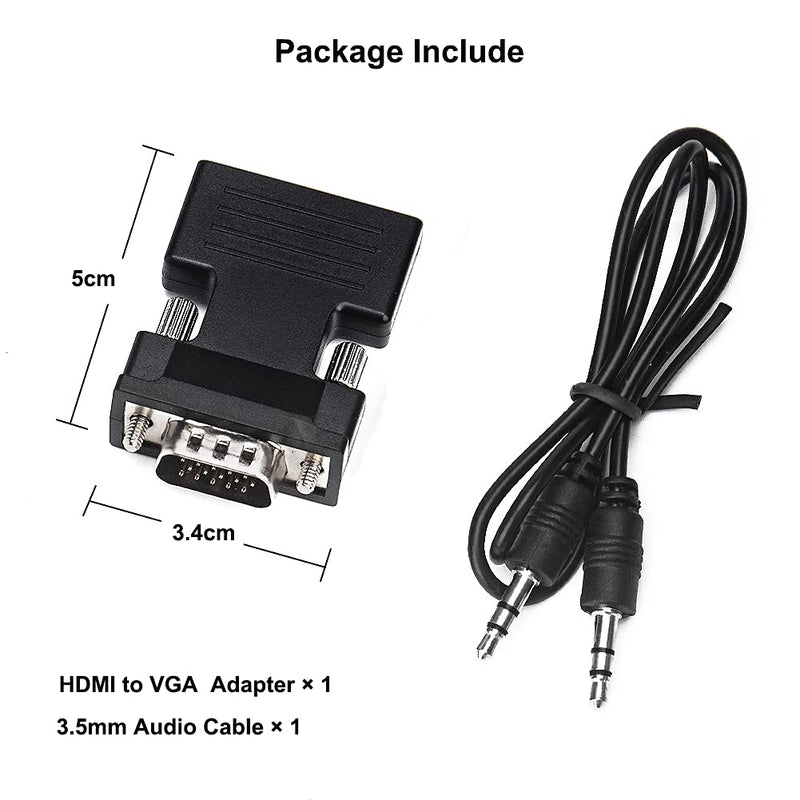  [AUSTRALIA] - HDMI to VGA Converter Adapter, Leizhan HDMI Female to VGA Male Converter Connector Adapter with 3.5mm Jack Stereo Audio Output Cable for TV Stick, Xbox 360, PS4, Roku, Laptop and More