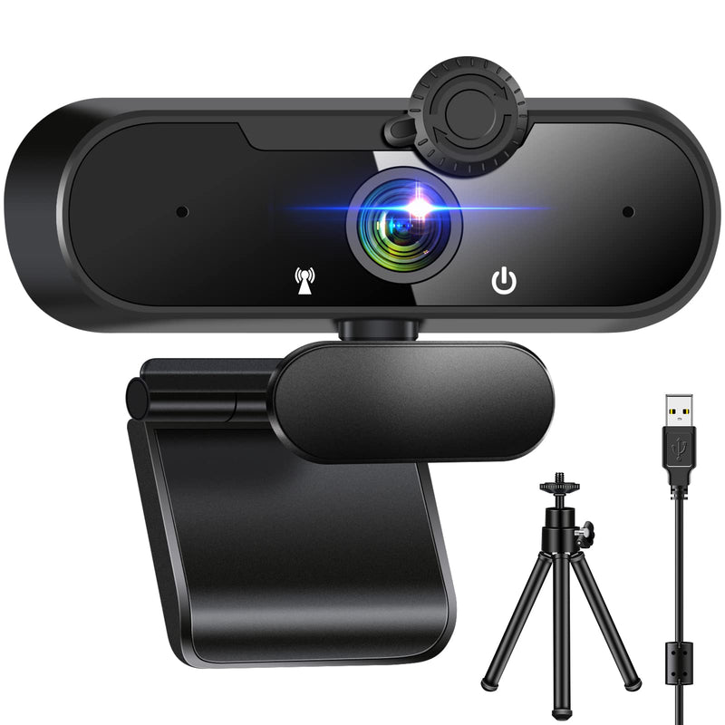  [AUSTRALIA] - 1080P 60FPS Webcam with Microphone, Laptop Computer Camera, Dual Mics, Plug and Play, Webcams Cover & Mini Tripod, 120° Wide Angle Streaming Web Camera for Video Conferencing, Zoom, Facetime, Skype