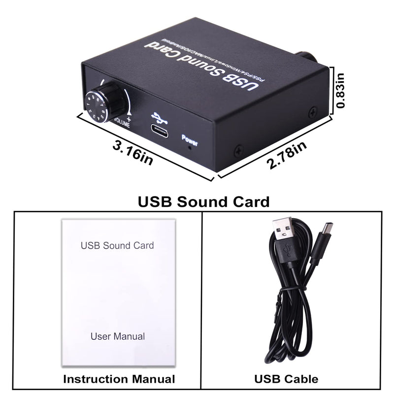  [AUSTRALIA] - External Sound Card, Tendak USB Audio Adapter with Volume Output and Bass Adjustment, Stereo Sound Card with 3.5mm Microphone Port for Windows/Linux/MAC/iOS/Android System, PS5, Laptops, Desktops