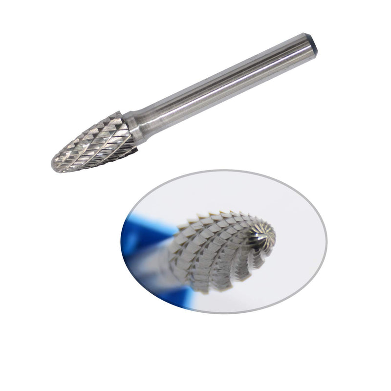 SF-3 Tungsten Carbide Burr Rotary File Tree Shape Radius End Shape Double Cut for Die Grinder Drill Bits 1/4'' Inch Diameter of Shank and 3/8'' Inch Diameter of Cutter 3/4'' Inch Cutter Length - LeoForward Australia