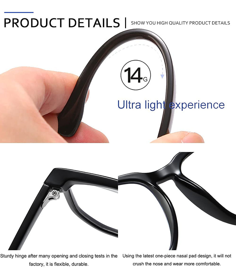  [AUSTRALIA] - TR90 Oversized Blue Light Blocking Glasses Men Women Square Computer Eyewear Reduce Eye Strain Oversied Black